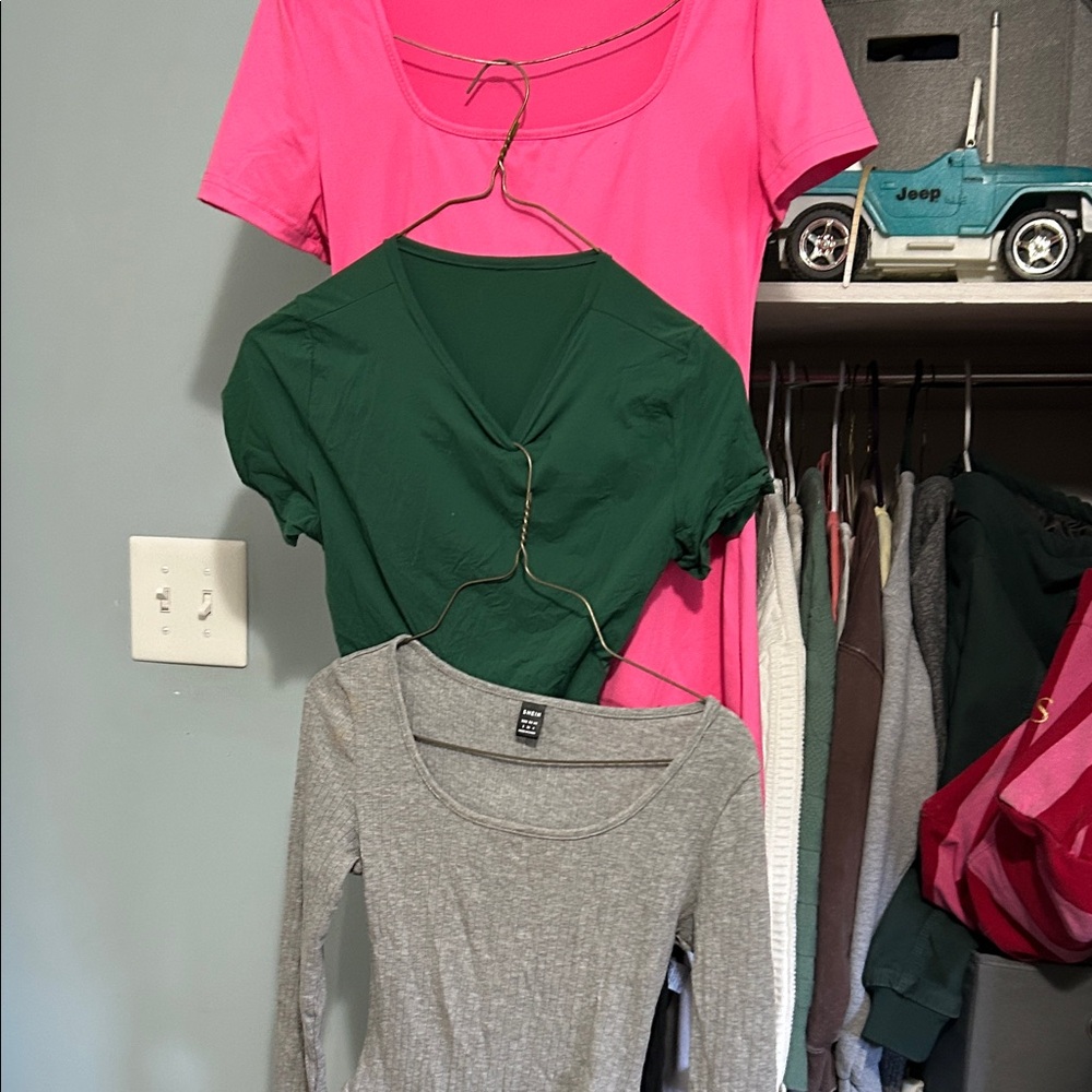 Stylish Pink, Green, and Gray Women's Tops
